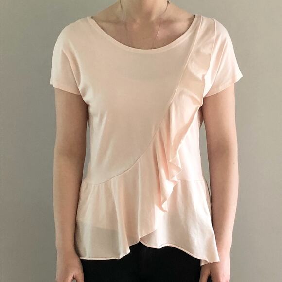 Elegantees Kristina Petal Pink Ruffle Front Top M - Picture 1 of 6